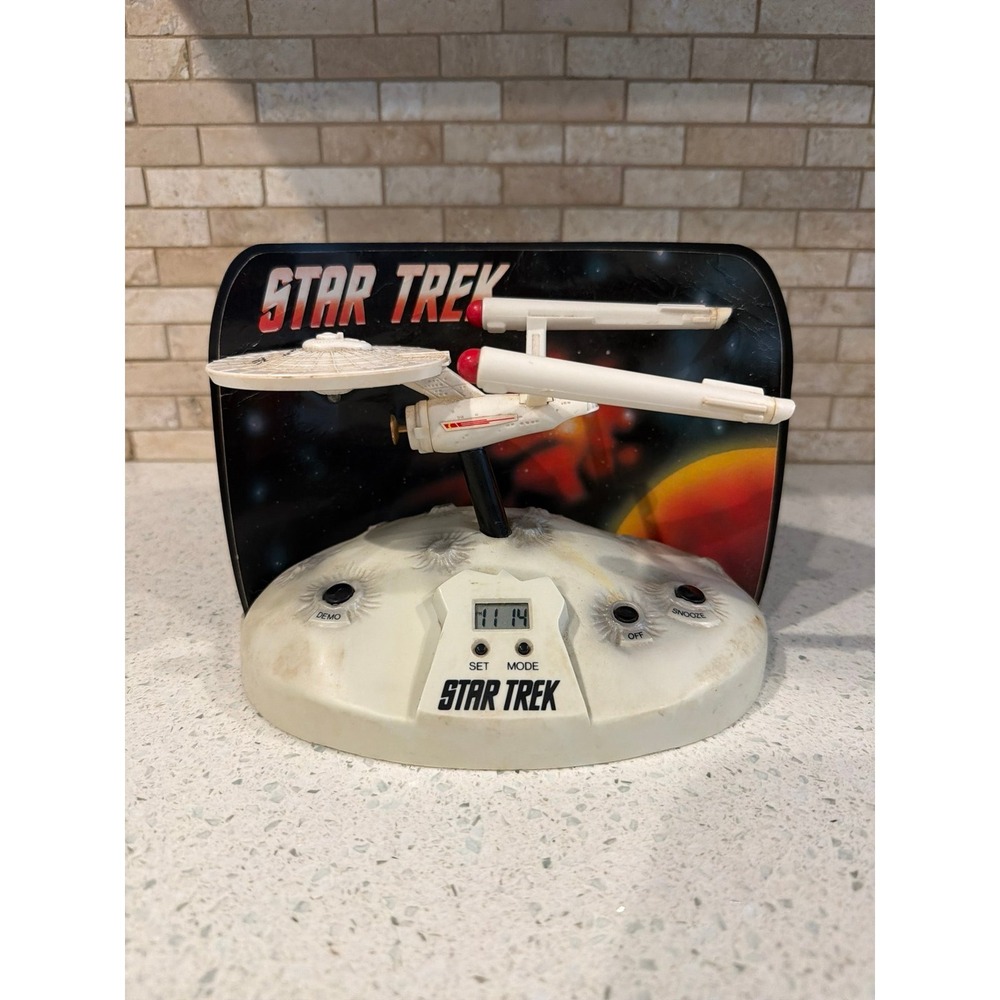 Star Trek USS Enterprise Alarm Clock Desktop Display Working Vintage